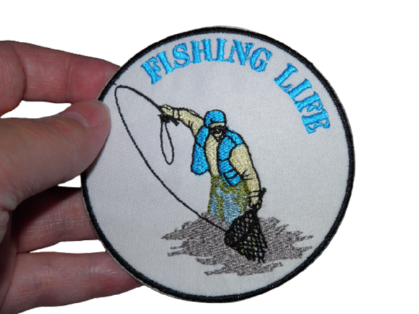 Écusson brodé thermocollant Pêche Fishing Life