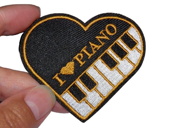 Écusson brodé thermocollant Cœur "I LOVE PIANO"