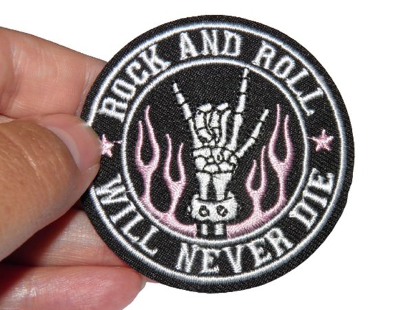 Écusson brodé thermocollant "Rock and Roll will never die"