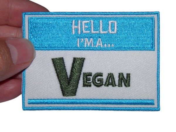 Écussons brodés thermocollants Ensemble "Hello I'm a Vegan"